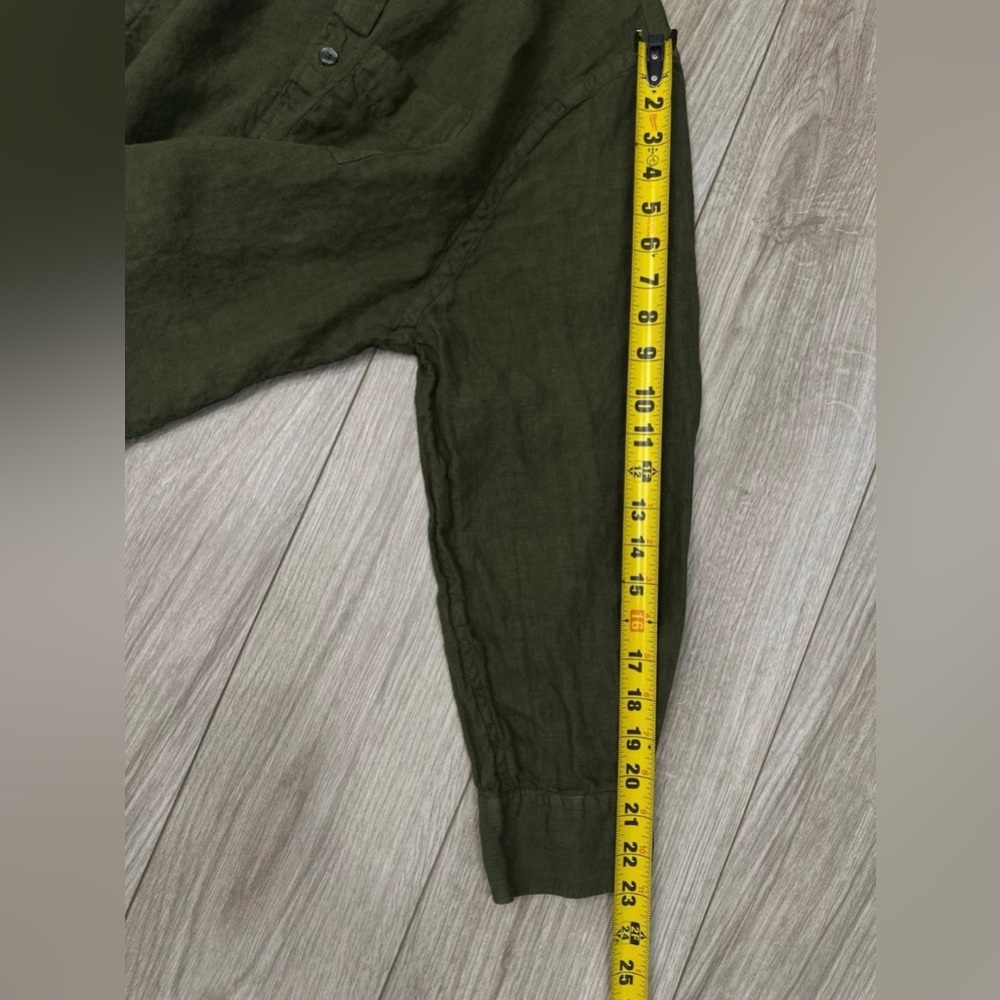 Todd Snyder Olive Button-Down Linen Shirt - Picture 6 of 6